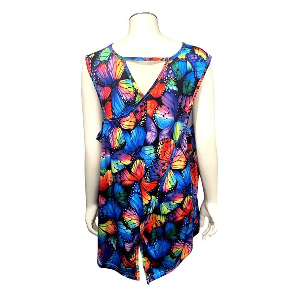 CCC 4XL Cap Sleeve Butterflycore Blouse Artwear Boho Street Chic Color Pop Core - Picture 4 of 11